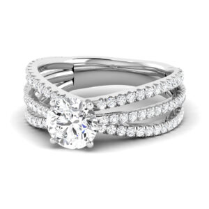 1.3Ct Round Shape Lab Grown Diamond Ring 14K Solid White Gold Diamond Engagement Ring