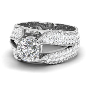 1.3Ct Lab Grown Diamond Ring 14K Solid White Gold Diamond Engagement Ring